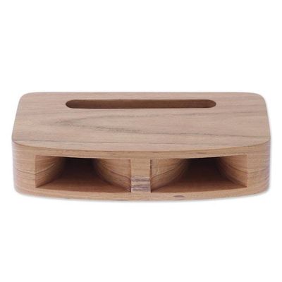 Alternate image for Two-Horn Teak Wood Phone Speaker from Thailand Teak Decibel