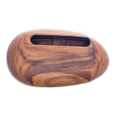 Alternate image for Egg-Shaped Teak Wood Phone Speaker from Thailand Rock Out