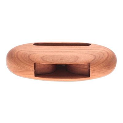 Alternate image for Hand-Carved Minimalist Oval Cherry Wood Phone Speaker Serene Sounds