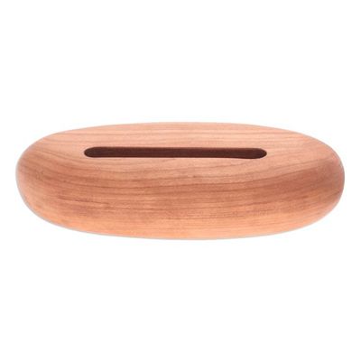 Alternate image for Hand-Carved Minimalist Oval Cherry Wood Phone Speaker Serene Sounds