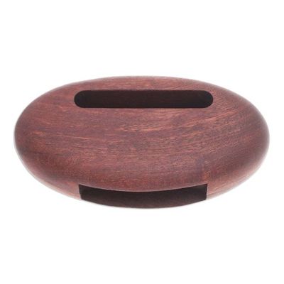 Alternate image for Hand-Carved Minimalist Oval Mahogany Wood Phone Speaker Dapper Sounds