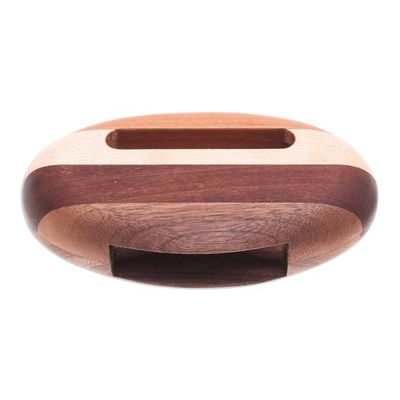 Alternate image for Hand-Carved Minimalist Oval Striped Wood Phone Speaker Striped Sounds