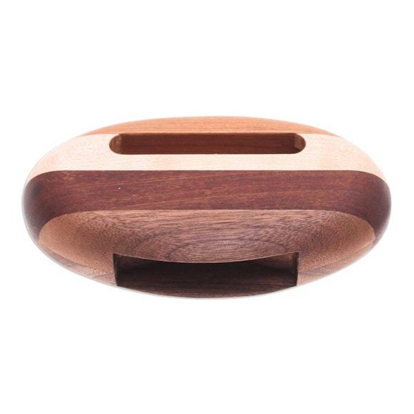 Alternate image for Hand-Carved Minimalist Oval Striped Wood Phone Speaker Striped Sounds