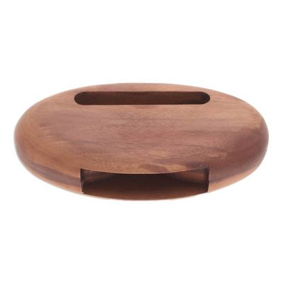 Alternate image for Hand-Carved Minimalist Oval Walnut Wood Phone Speaker Regal Sounds