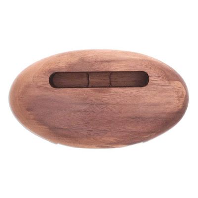 Alternate image for Hand-Carved Minimalist Oval Walnut Wood Phone Speaker Regal Sounds