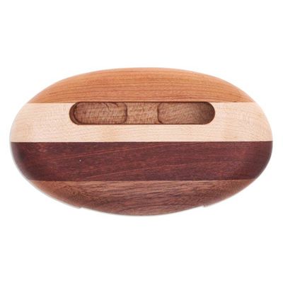 Alternate image for Hand-Carved Minimalist Oval Striped Wood Phone Speaker Striped Sounds