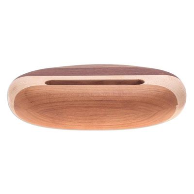Alternate image for Hand-Carved Minimalist Oval Striped Wood Phone Speaker Striped Sounds