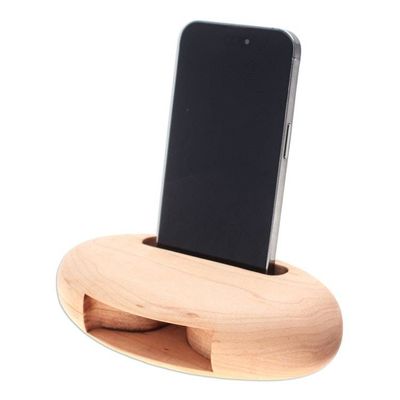 Alternate image for Hand-Carved Minimalist Oval Maple Wood Phone Speaker Tender Sounds