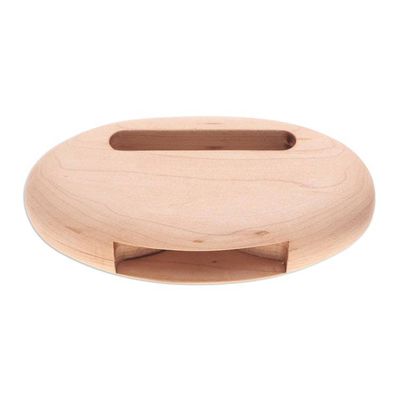 Alternate image for Hand-Carved Minimalist Oval Maple Wood Phone Speaker Tender Sounds