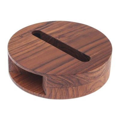 Alternate image for Round Reclaimed Wood Phone Speaker from Thailand Modern Sound