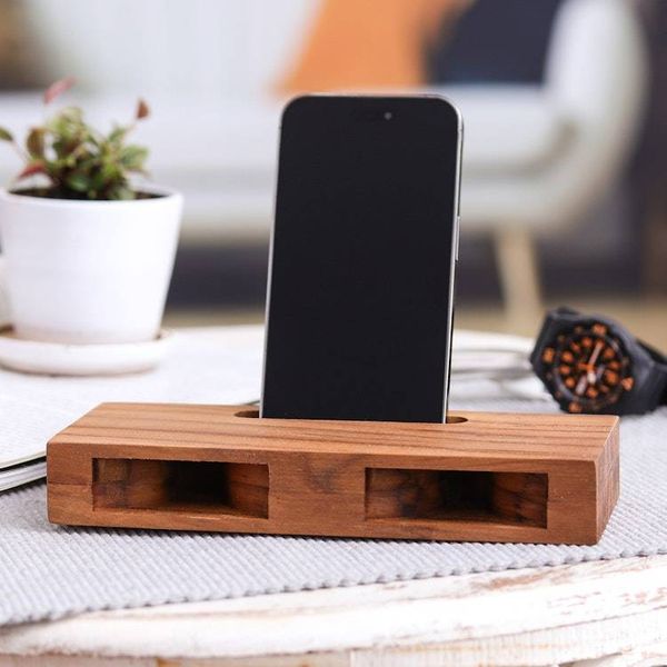 Alternate image for Handcrafted Teak Wood Phone Speaker from Thailand Teak Symphony