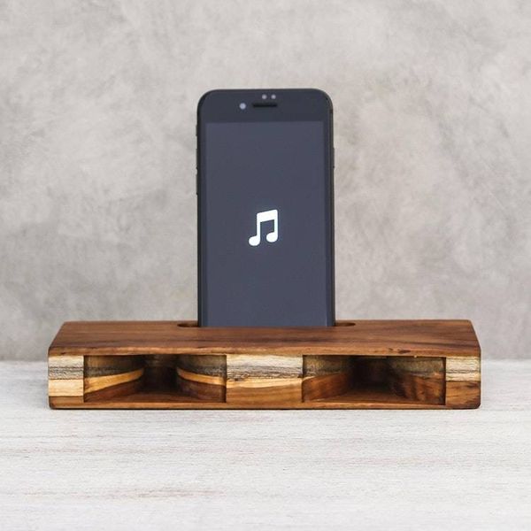 Alternate image for Handcrafted Teak Wood Phone Speaker from Thailand Teak Symphony