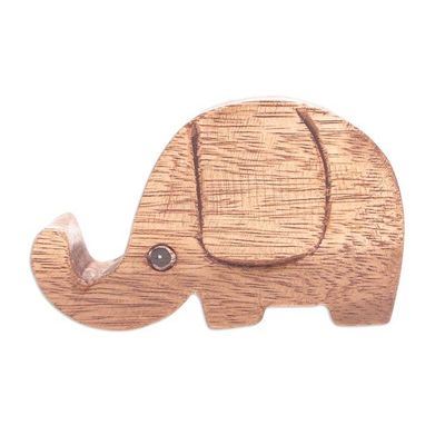 Alternate image for Hand-Carved Wood Phone Holder Pretty Elephant