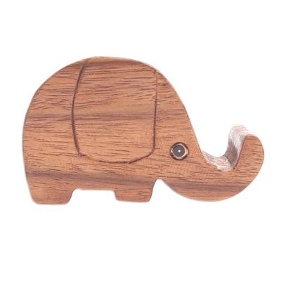 Alternate image for Hand-Carved Wood Phone Holder Pretty Elephant