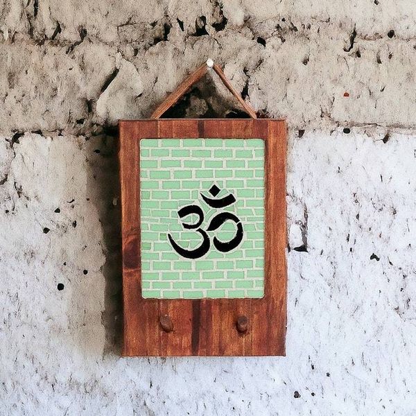 Alternate image for Handcrafted Green Om Teak Wood and Glass Mosaic Coat Rack Om Spaces