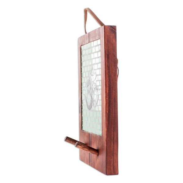 Alternate image for Handcrafted Green Om Teak Wood and Glass Mosaic Coat Rack Om Spaces