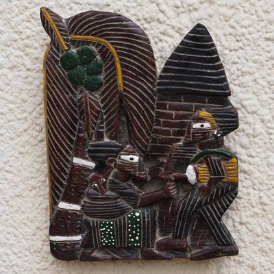 Alternate image for Handmade African Redwood Relief Panel Afashe