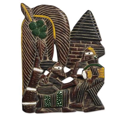 Alternate image for Handmade African Redwood Relief Panel Afashe