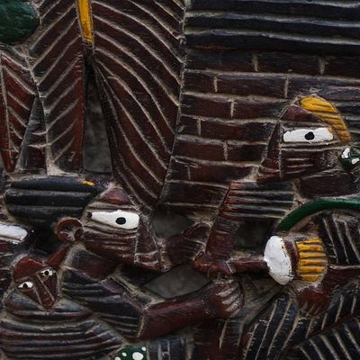 Alternate image for Handmade African Redwood Relief Panel Afashe