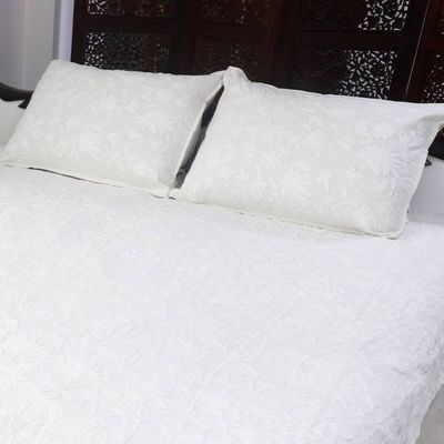 Alternate image for 3-piece Set Embroidery Cotton Queen Duvet Cover Pillow Shams Kashmir White