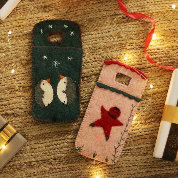 Alternate image for Set of 2 Handcrafted Holiday-Themed Wool Felt Mobile Cases Holiday Vibes
