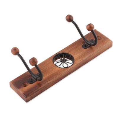 Alternate image for Floral Jali-Style Openwork Beech Wood and Iron Coat Rack Floral Majesty