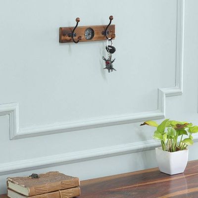 Alternate image for Floral Jali-Style Openwork Beech Wood and Iron Coat Rack Floral Majesty