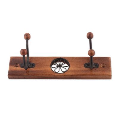 Alternate image for Floral Jali-Style Openwork Beech Wood and Iron Coat Rack Floral Majesty