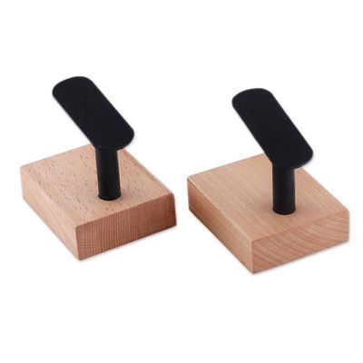Alternate image for Modern Minimalist Steam Beech Wood Wall Hook Pair from India Minimalist Aid