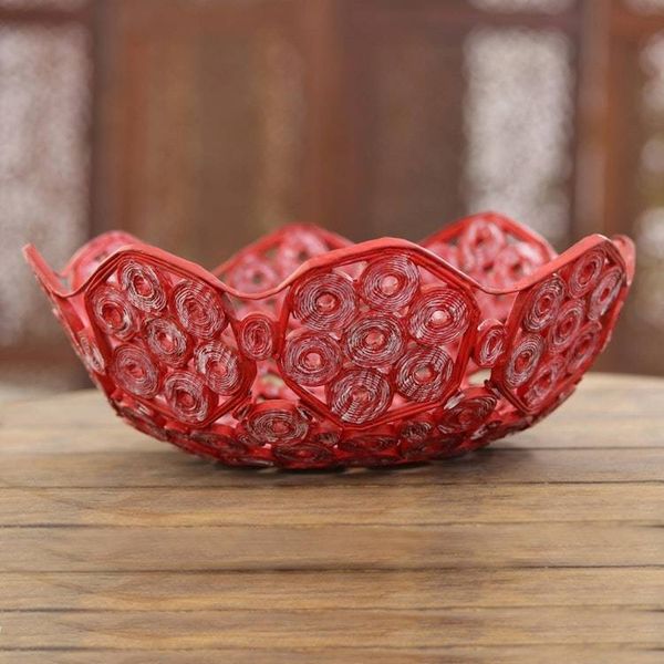 Alternate image for Handcrafted Recycled Paper Basket from India Red Garden