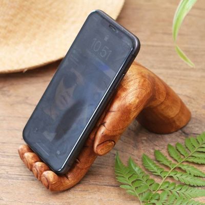 Alternate image for Hand Carved Jempinis Wood Phone Stand Take My Hand