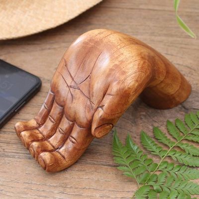 Alternate image for Hand Carved Jempinis Wood Phone Stand Take My Hand