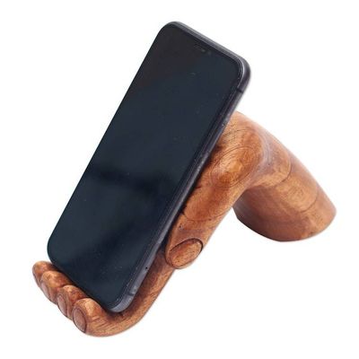 Alternate image for Hand Carved Jempinis Wood Phone Stand Take My Hand