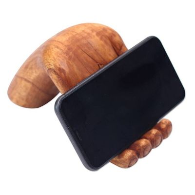 Alternate image for Hand Carved Jempinis Wood Phone Stand Take My Hand