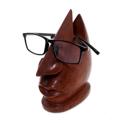 Alternate image for Wood Eyeglasses Stand in Light Brown from Bali Prominent Nose in Light Brown