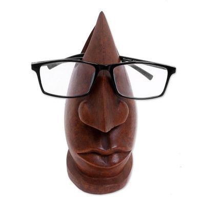 Alternate image for Wood Eyeglasses Stand in Light Brown from Bali Prominent Nose in Light Brown