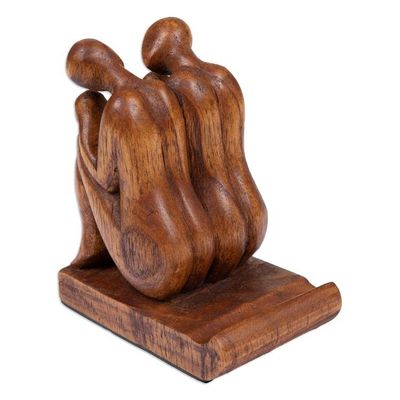 Alternate image for Hand-Carved Inspirational Jempinis Wood Phone Holder Best Brotherhood
