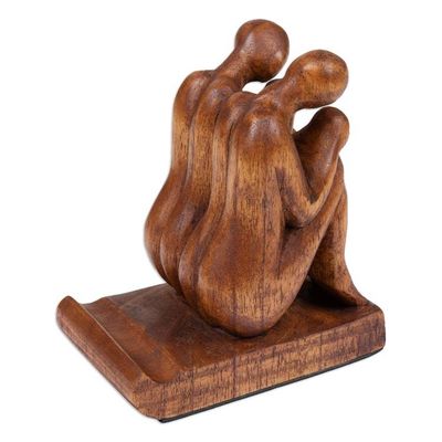 Alternate image for Hand-Carved Inspirational Jempinis Wood Phone Holder Best Brotherhood