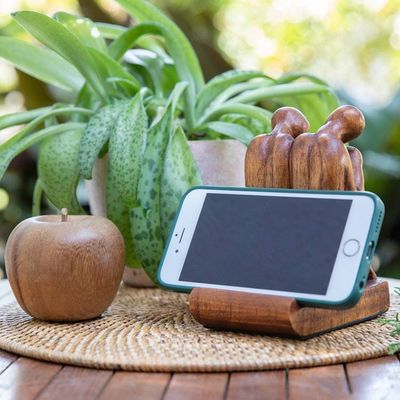 Alternate image for Hand-Carved Inspirational Jempinis Wood Phone Holder Best Brotherhood