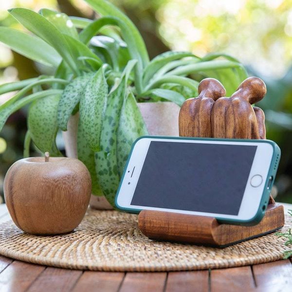 Alternate image for Hand-Carved Inspirational Jempinis Wood Phone Holder Best Brotherhood