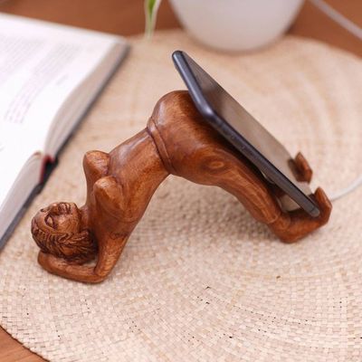 Alternate image for Hand Carved Phone Stand Morning Strength
