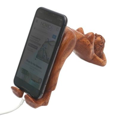 Alternate image for Hand Carved Phone Stand Morning Strength