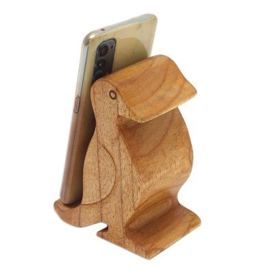 Alternate image for Hand Crafted Jempinis Wood Bird Phone Stand Dialing Bird