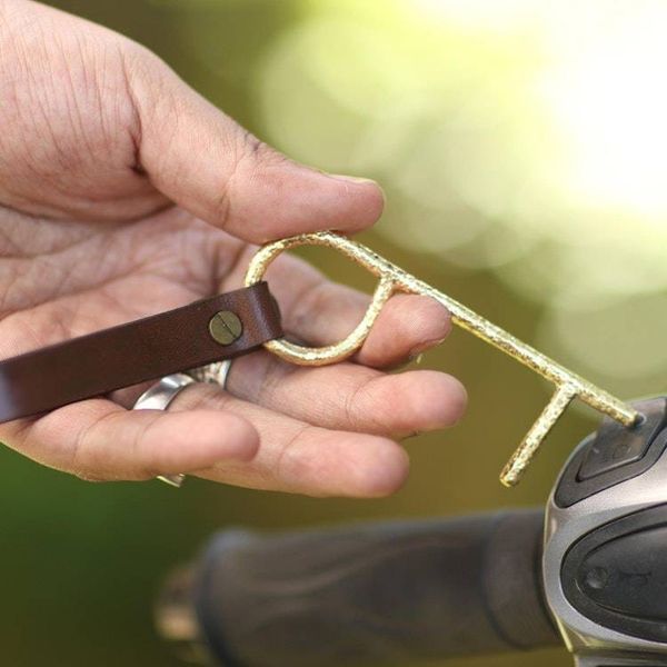 Alternate image for Brass No Touch Tool with Leather Lanyard Java Explorer