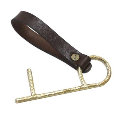 Alternate image for Brass No Touch Tool with Leather Lanyard Java Explorer
