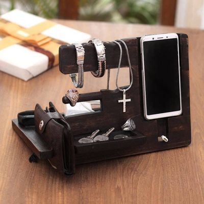 Alternate image for Handcrafted Rustic Wood Organizer from Bali Singaraja Brown
