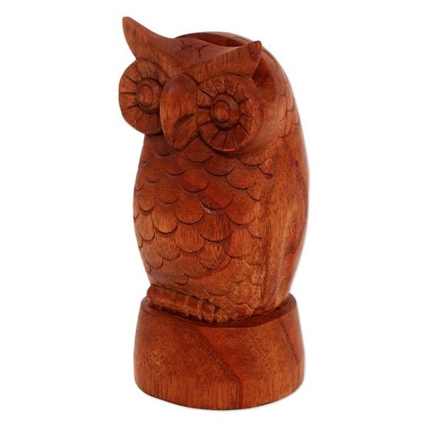 Alternate image for Owl-Shaped Jempinis Wood Eyeglasses Holder from Bali Wise Owl