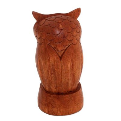 Alternate image for Owl-Shaped Jempinis Wood Eyeglasses Holder from Bali Wise Owl