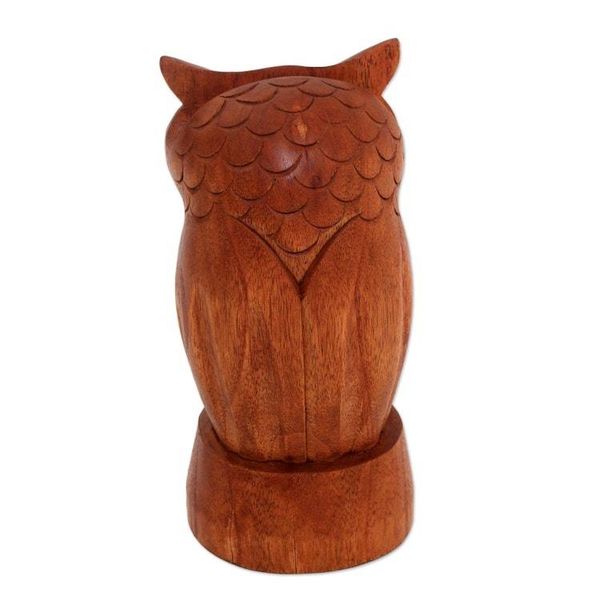 Alternate image for Owl-Shaped Jempinis Wood Eyeglasses Holder from Bali Wise Owl