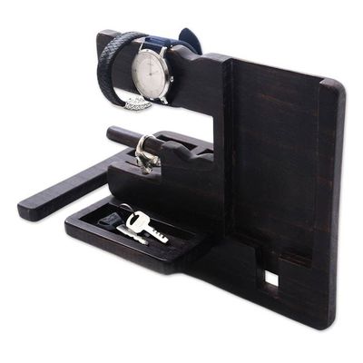 Alternate image for Handcrafted Rustic Wood Organizer from Bali Singaraja Brown
